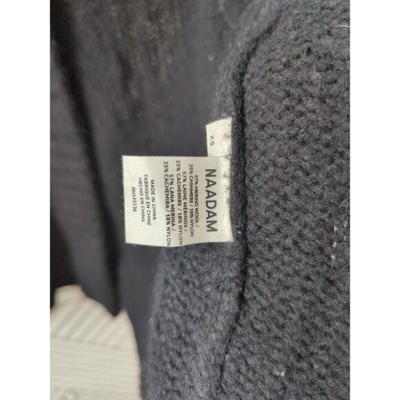 NADAAM Women's Wool Cashmere Boucle Knit Cardigan Black Open Front Size XS - Picture 6 of 7